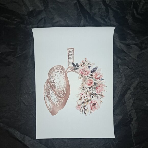 NWOT Floral Lungs Medical Canvas Picture - Picture 1 of 2